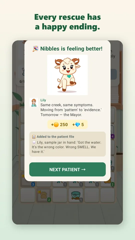 A treated animal leaving the clinic, with the rewards earned for the visit.